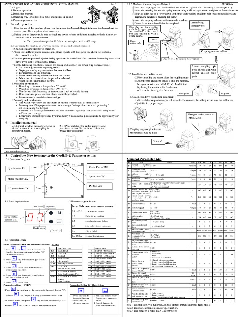SV-72 Control Box Instruction Manual | PDF | Electrical Connector | Screw