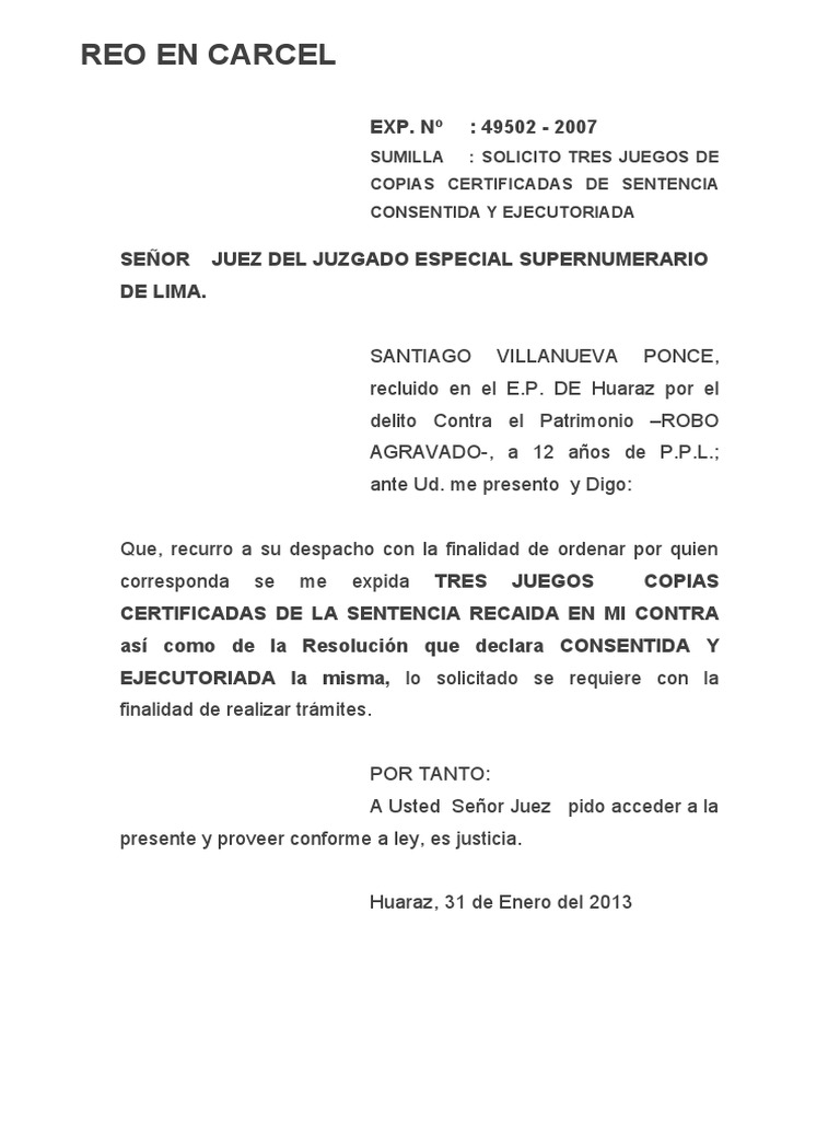 Solicitud de Copia de Sentencia | PDF | Ley Pública | Esfera pública