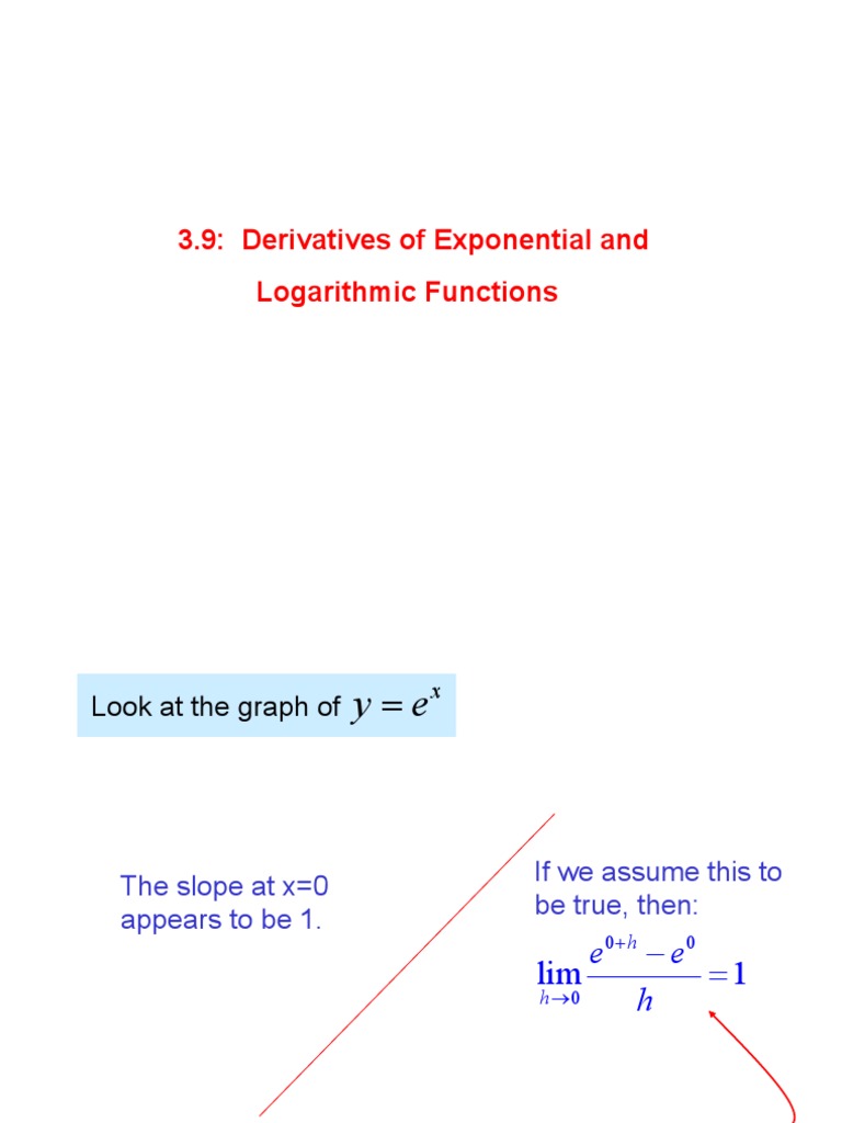 Lecture 3.8 Derivation of Exp & Log Functions | PDF | Exponential ...