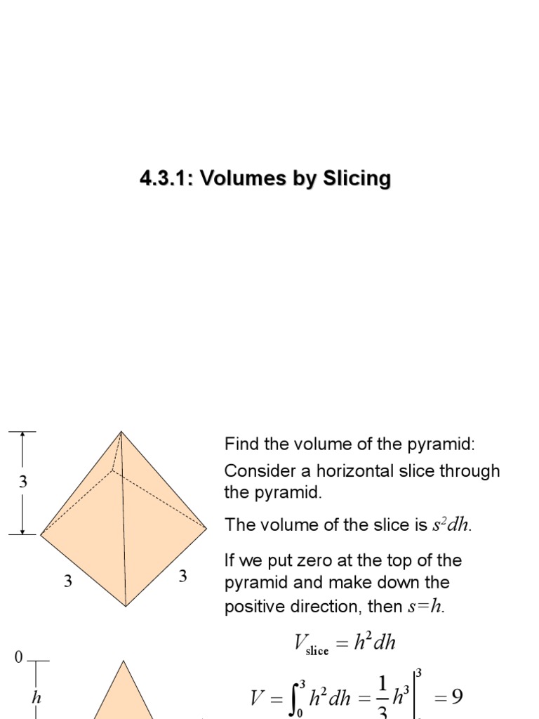 Lecture 4.5.1 Volumes by Slicing | PDF | Volume | Elementary Mathematics