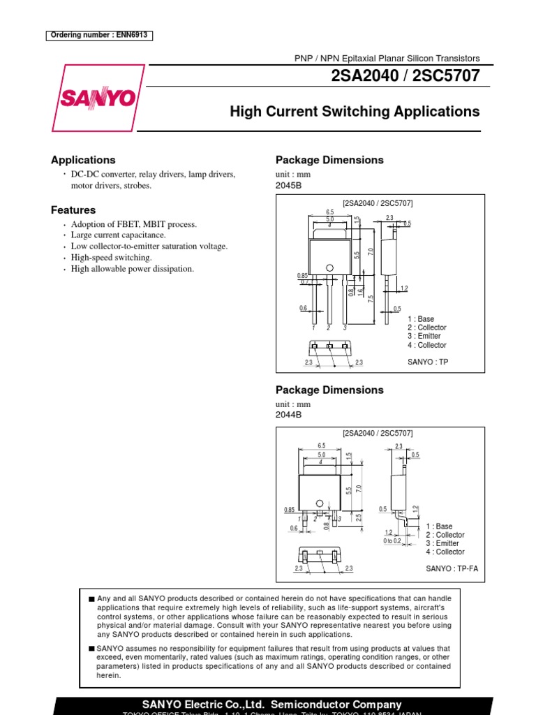 Datasheet c5707 PDF Bipolar Junction Transistor Electric Power