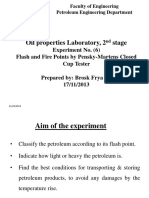 Flash and Fire Point Experiment Using Pensky Martens Closed Cup Tester