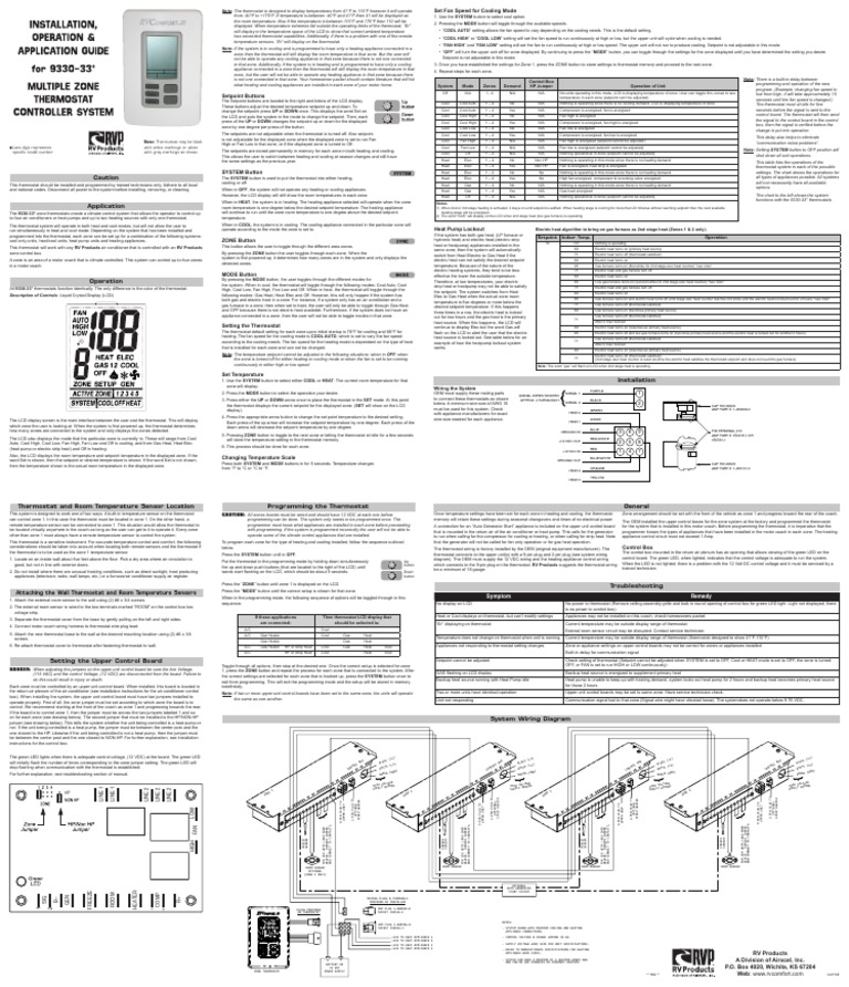 RV Comfort Thermostat Replacement9330Manual PDF PDF Thermostat Electric Heating