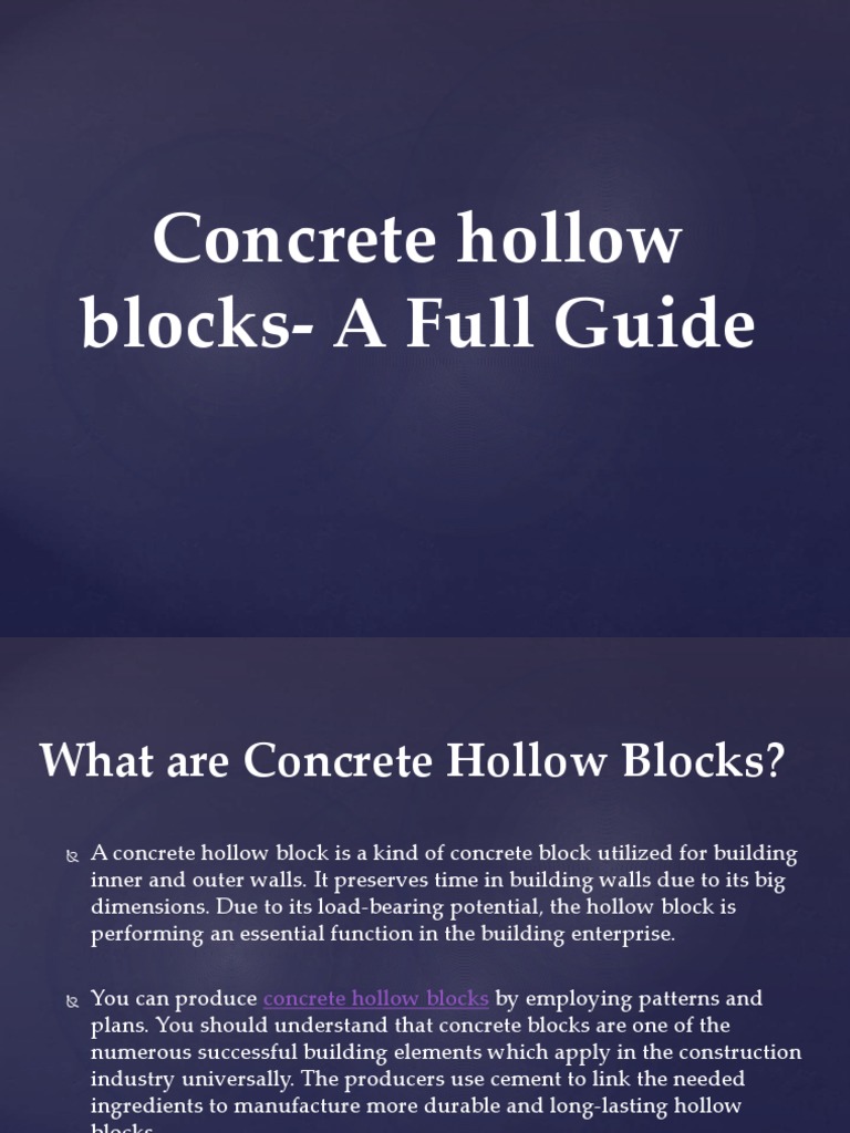 Guide to Concrete Hollow Blocks | PDF | Concrete | Cement