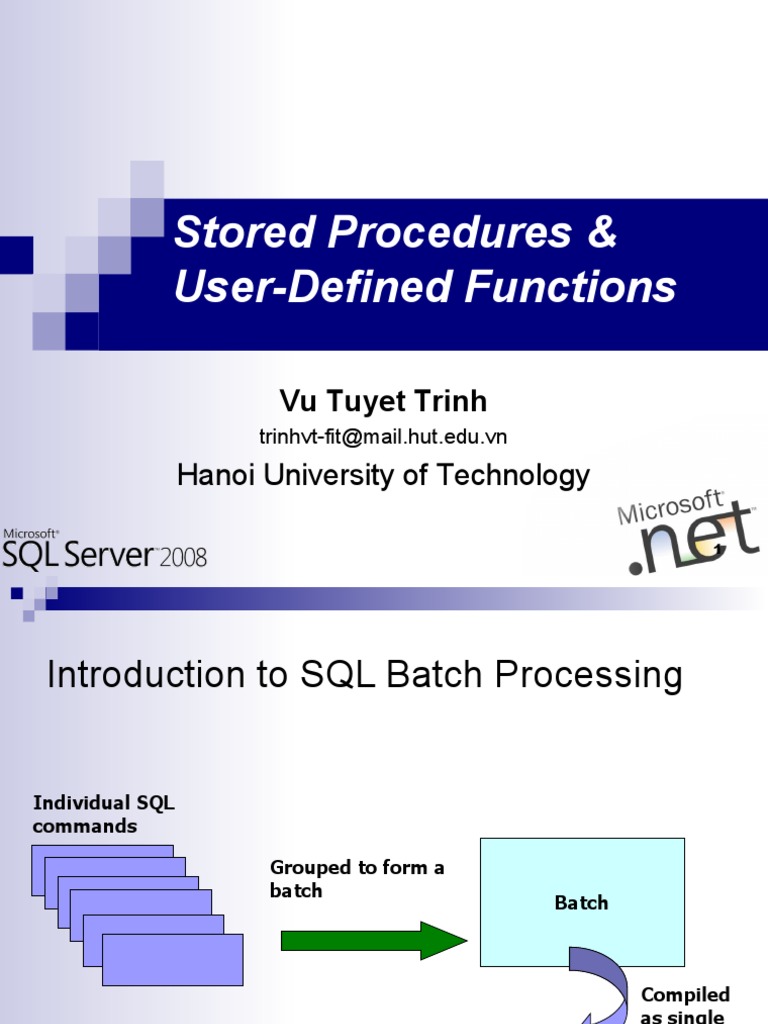 Stored Procedures & User-Defined Functions: Hanoi University of ...