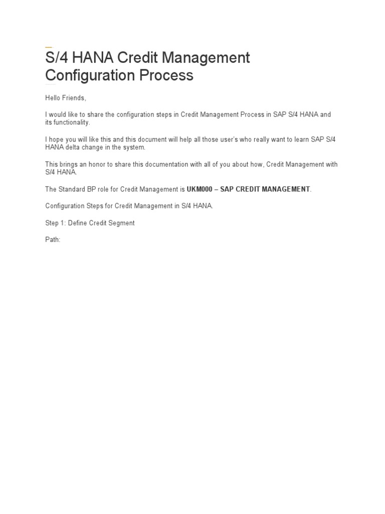 Credit Limit In Sap Sd