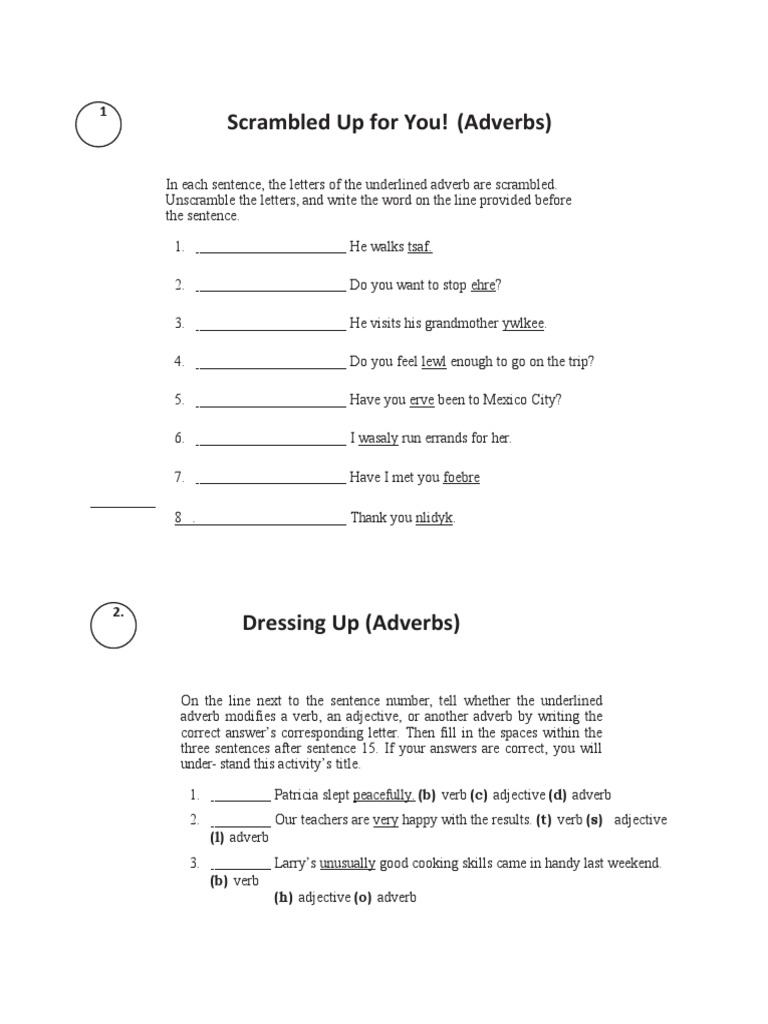 Assignment 7 For Adverb and Adjective | PDF | Adverb | Adjective