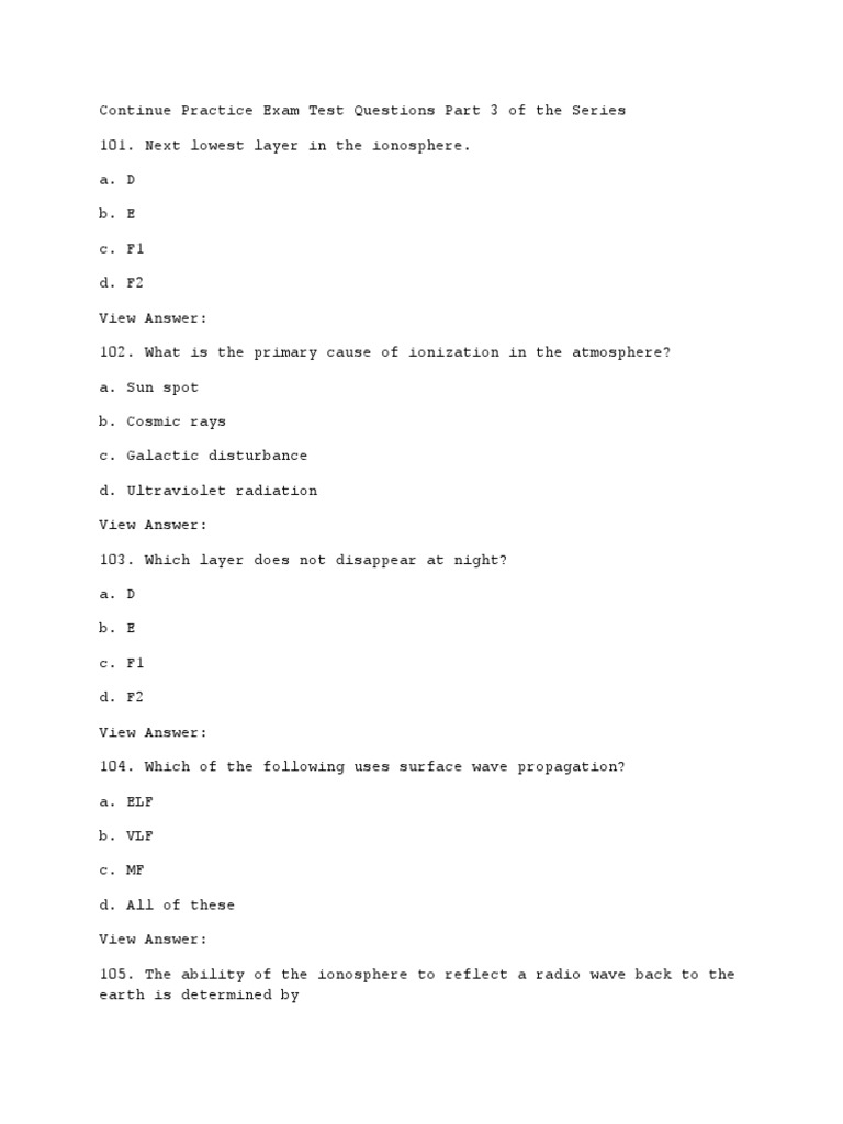 MCQ in Radiation and Wave Propagation Part 3 PDF Radio Propagation Ionosphere