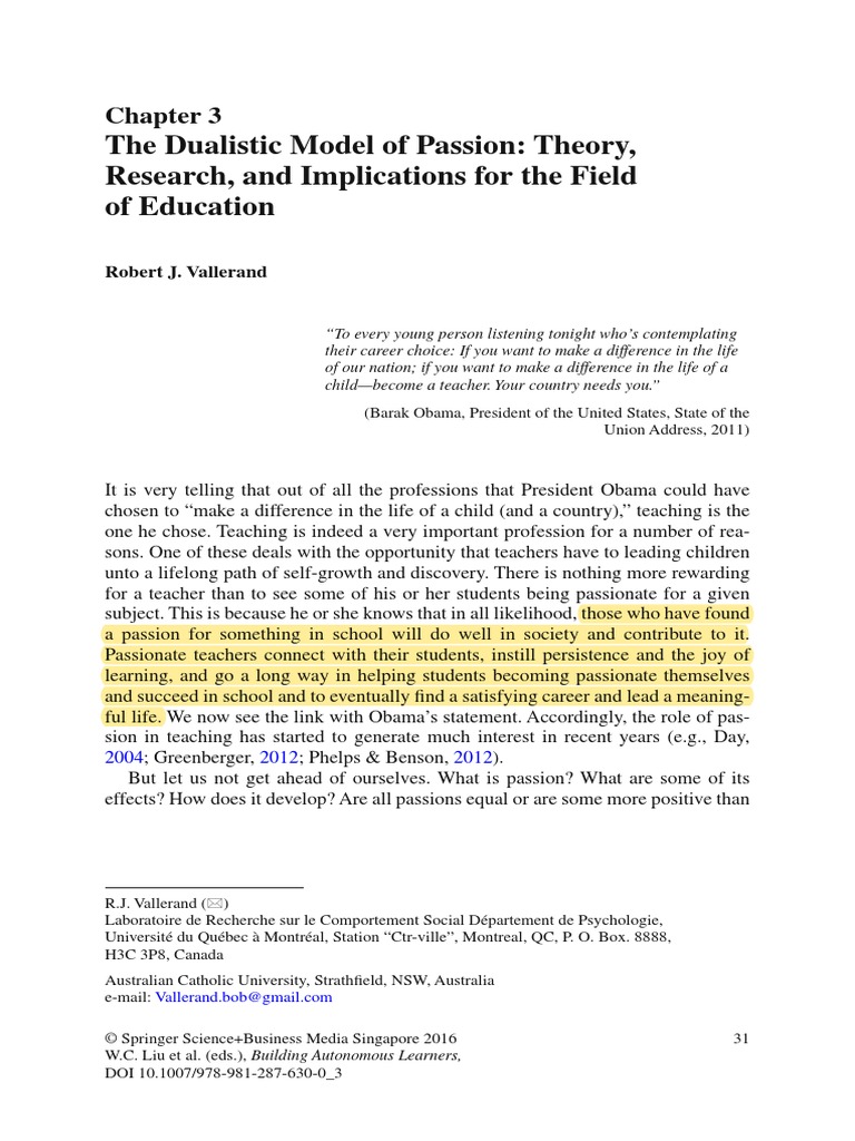 The Dualistic Model of Passion: Theory, Research, and Implications For ...