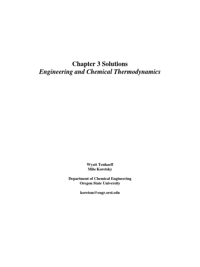 Engineering and Chemical Thermodynamics: Chapter 3 Solutions | PDF ...
