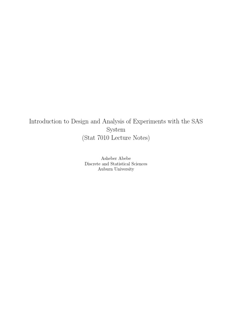 SAS Analysis of Plant Yield Experiments | PDF | Errors And Residuals ...