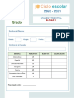 Examen Trimestral Sexto Grado BLOQUE1 2020 2021 PDF