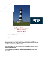 Lighthouse Christian Academy Serve-A-Thon Fundraising Letter