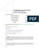 Establece El Libre Ejercicio de Las Profesiones Universitarias Liberales en Todo El Territorio Nacional