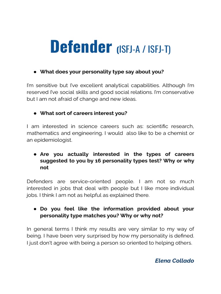 Understanding the ISFJ Personality Type | PDF