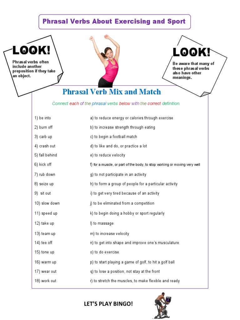Phrasal Verb Mix and Match PDF Massage Running