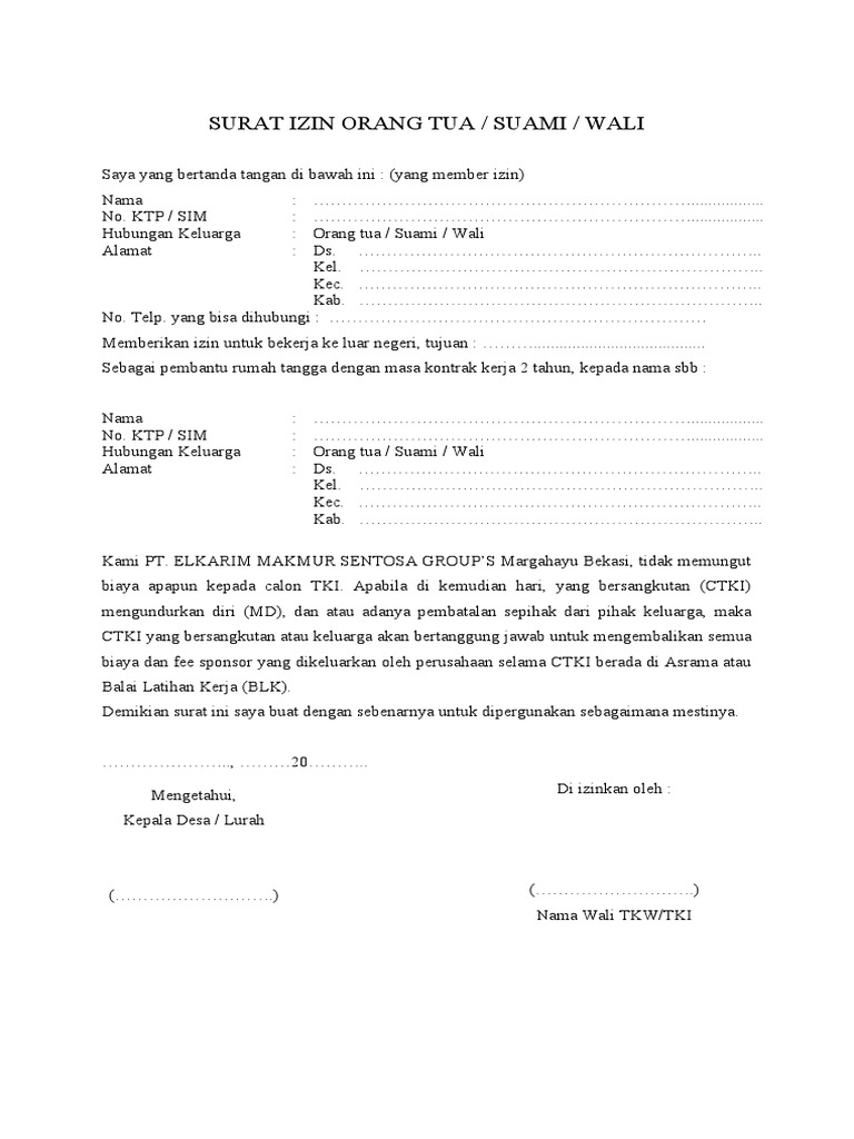 Surat Izin Orang Tua