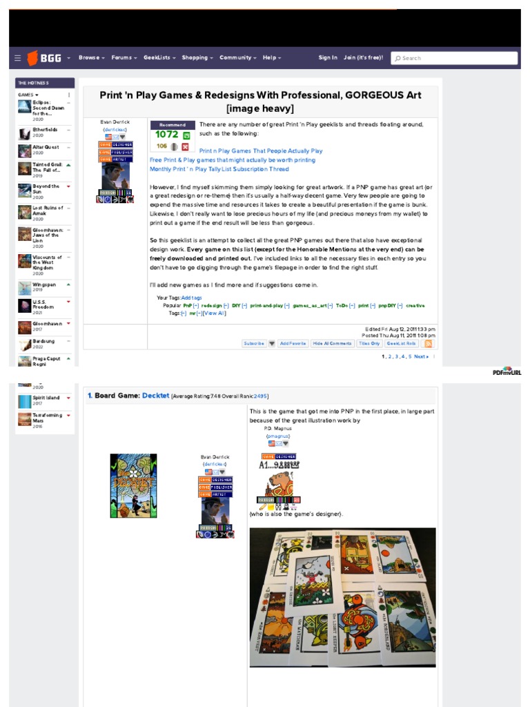 Boardgamegeek - Com - Geeklist - 70480 - Print N Play Games Redesigns ...