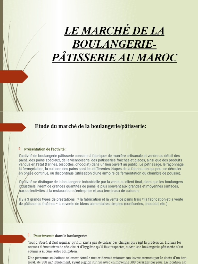 Marché de la Boulangerie-Pâtisserie au Maroc | PDF | Boulangerie | Cuisson