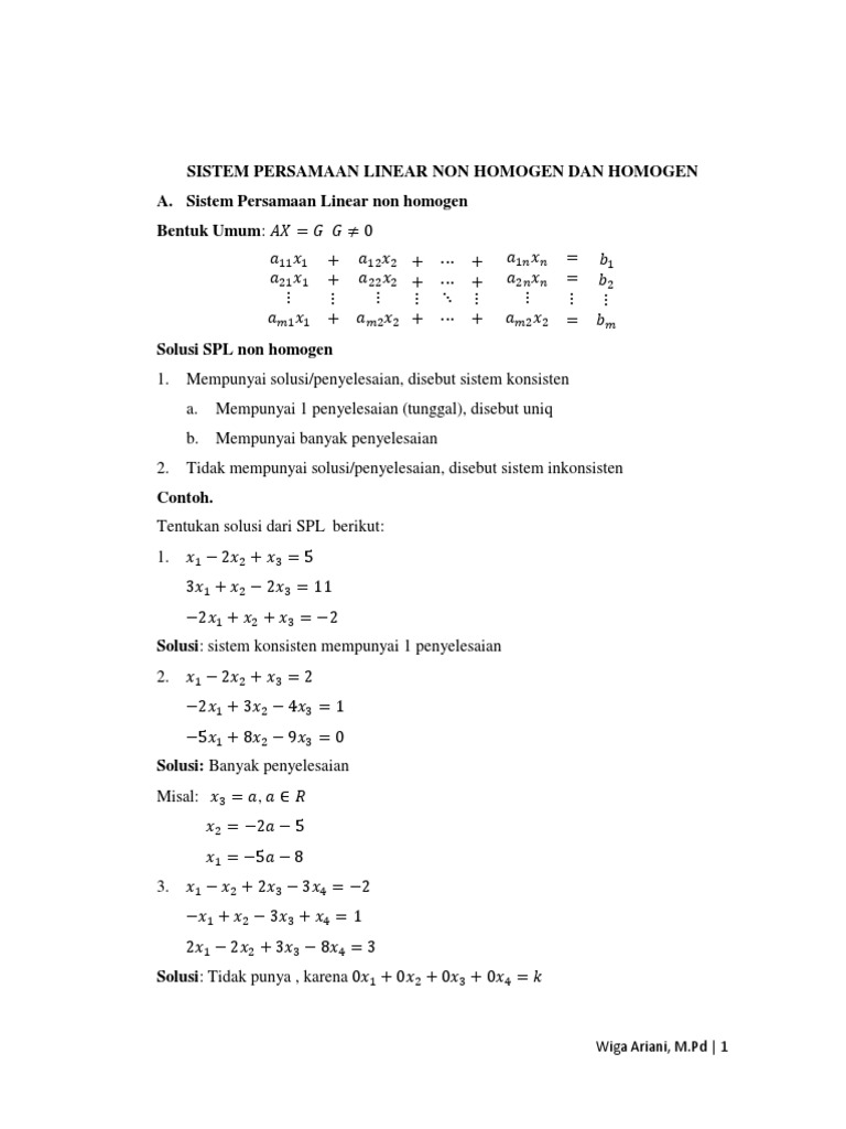 Solusi SPL Homogen dan Non Homogen | PDF