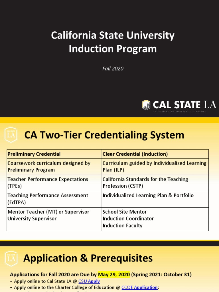 CSULA Induction Program Presentation PDF Curriculum Graduate School