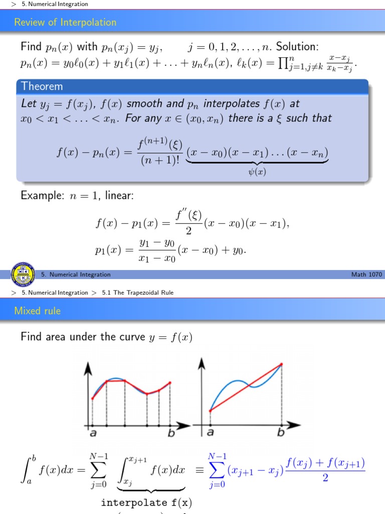 MATH1070 4 Numerical Integration PDF | PDF | Integral | Numerical Analysis