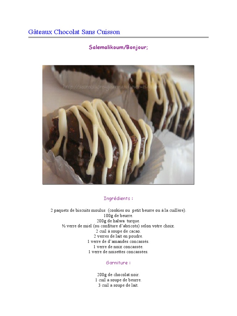 Gateau San Cuisson Pdf Biscuit Chocolat