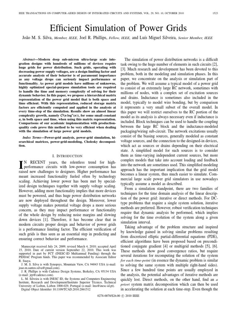 Efficient Power Grid Simulation Techniques | PDF | Matrix (Mathematics ...