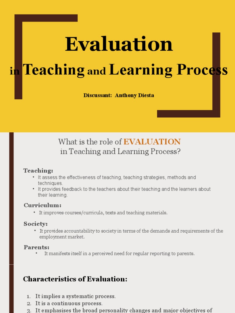 Evaluation: Teaching Learning Process | PDF | Test (Assessment ...