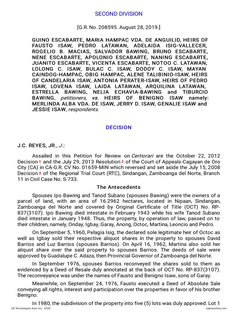 2 Escabarte v. Heirs of Isaw PDF Statute Deed