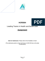 Leading Teams in Health and Social Care: Date For Submission: Please Refer To The Timetable On Ilearn