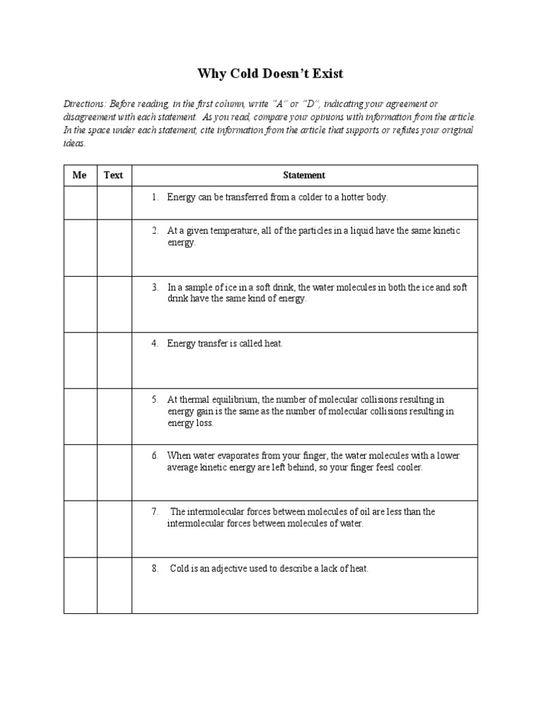 Understanding the Concept of Cold | PDF