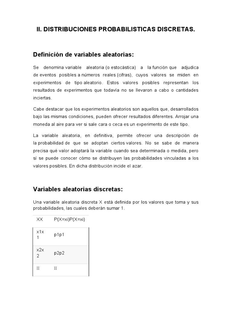 Ii. Distribuciones Probabilisticas Discretas | PDF | Distribución de ...