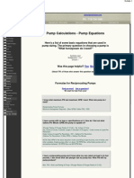 Pump Calculations, Pump Equations