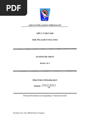 Terangganu Skema Mpp2 K1 K2 Matematik Spm 2020 Pdf Pdf