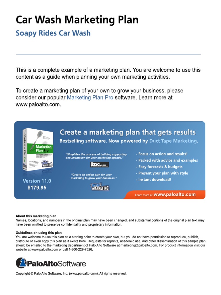 Car wash marketing plan Marketing Brand Prueba gratuita de 30