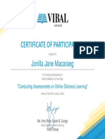 Certificate of Participation: Jonilla Jane Macaraeg