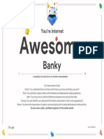 Google Interland Banky Certificate of Awesomeness