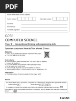 Computer Science: Paper 1 - Computational Thinking and Programming Skills