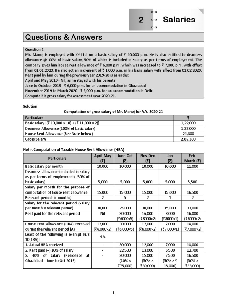 Questions & Answers: 2 Salaries | PDF | Employee Benefits | Tax Deduction