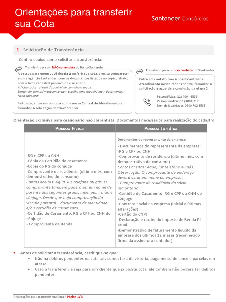 Orientações para Transferir Sua Cota: Solicitação de Transferência ...