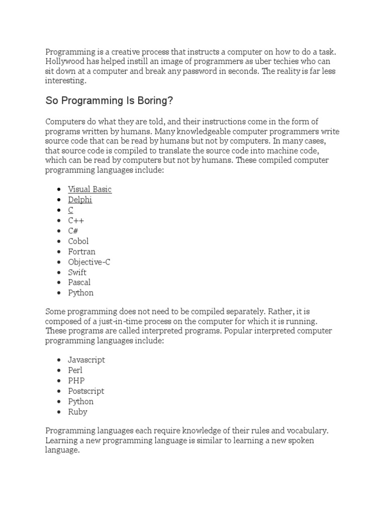 Programming Languages Explained | PDF