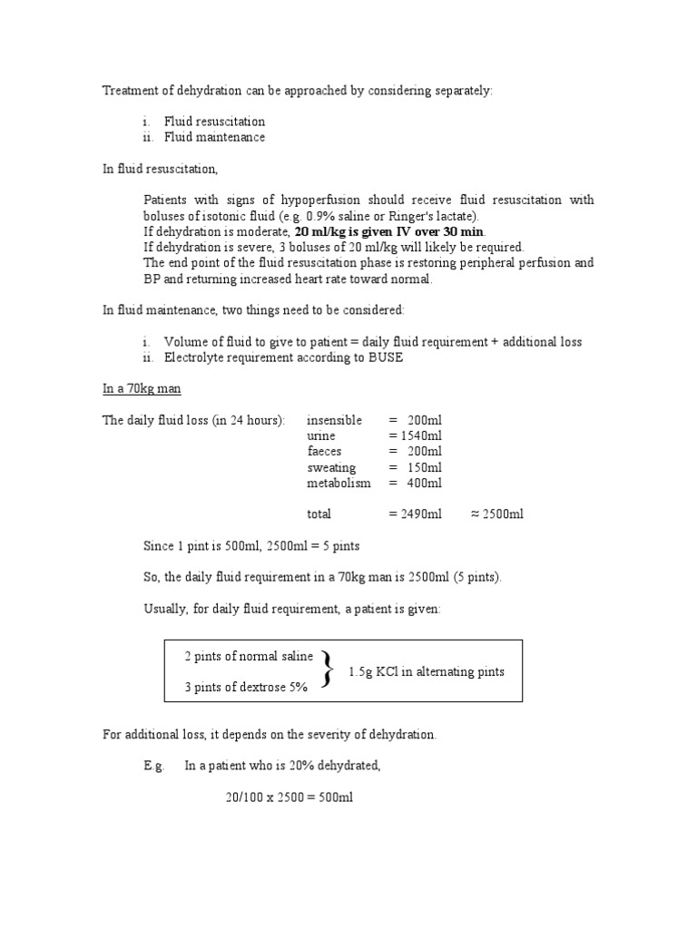 Maintenance Fluid Calculation Guide | PDF | Dehydration | Medicine