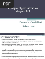 Principles of Good Interaction Design in HCI: Presented By:faiza Bukhari Roll No.: 7409