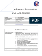 ICYE France (Jeunesse Et Reconstruction) Work Profile 2018-2019