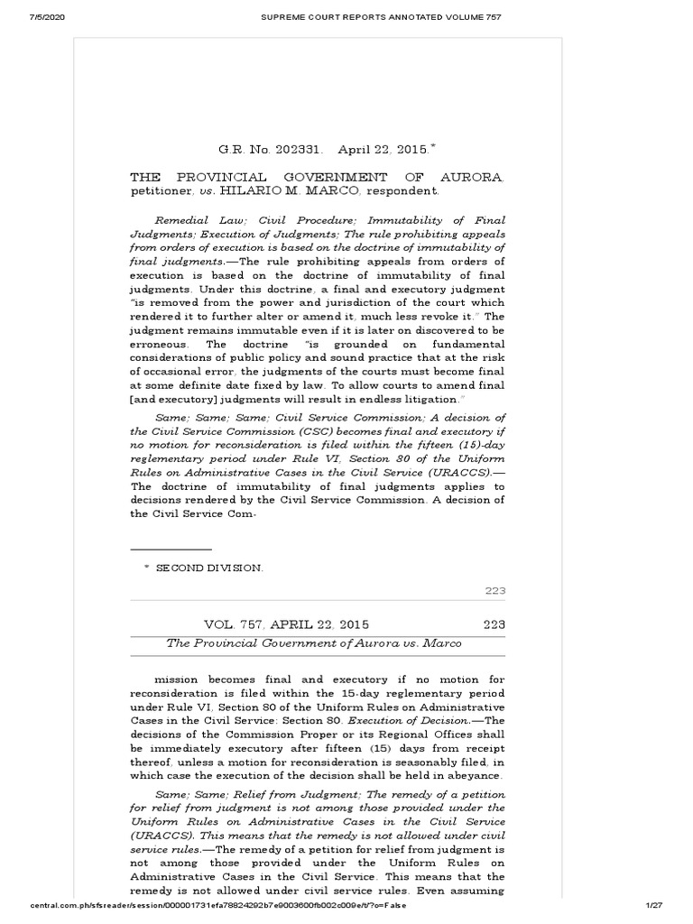 G.R. No. 202331. April 22, 2015. The Provincial Government of Aurora