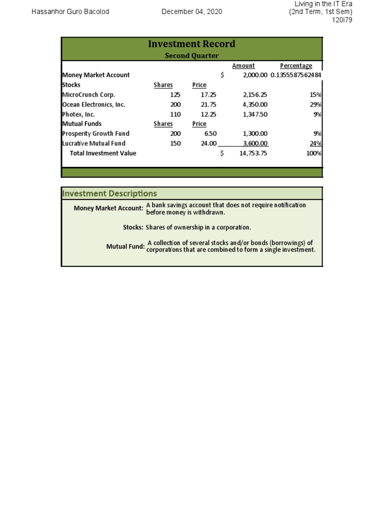Investment Record | PDF