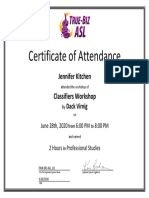 Dack Virnig CL Workshop Certificate