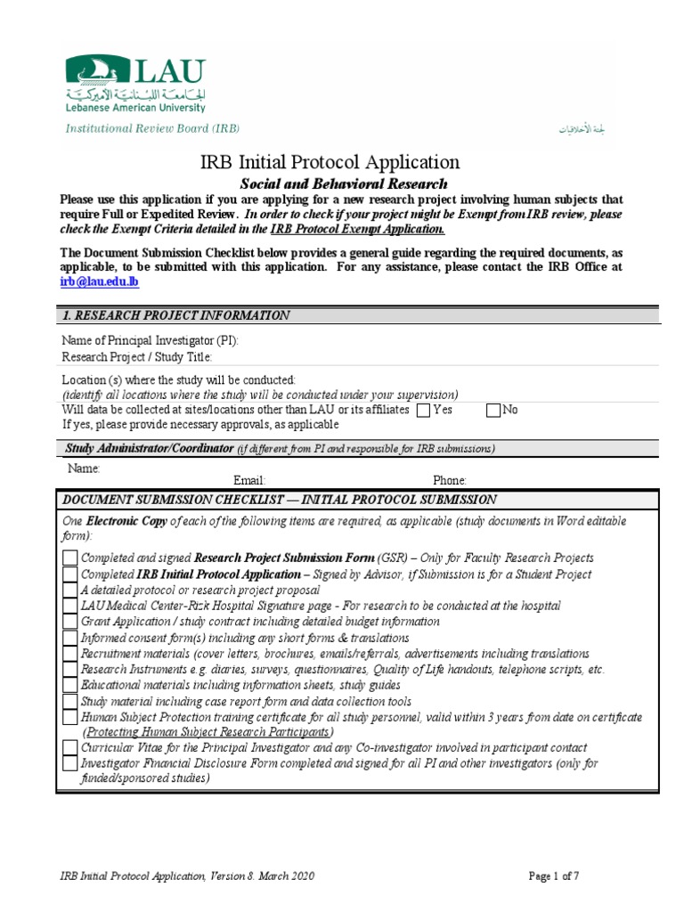 UCF IRB Initial Protocol Application | PDF | Institutional Review Board ...
