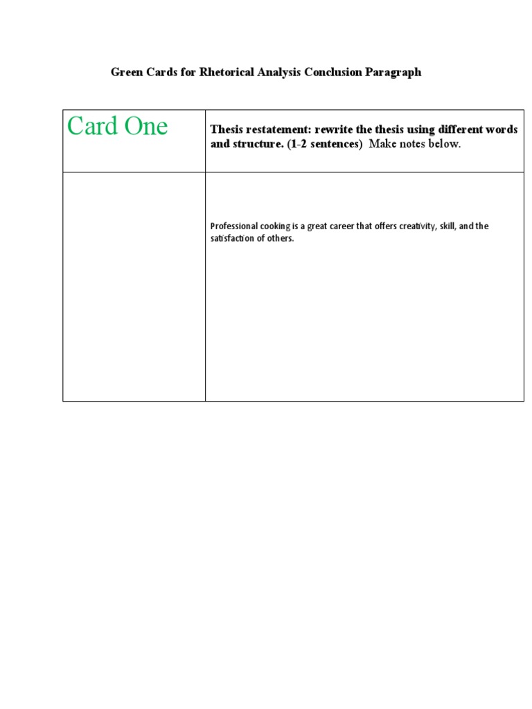 Rhetorical Analysis Conclusion Tips | PDF | Teaching Methods & Materials
